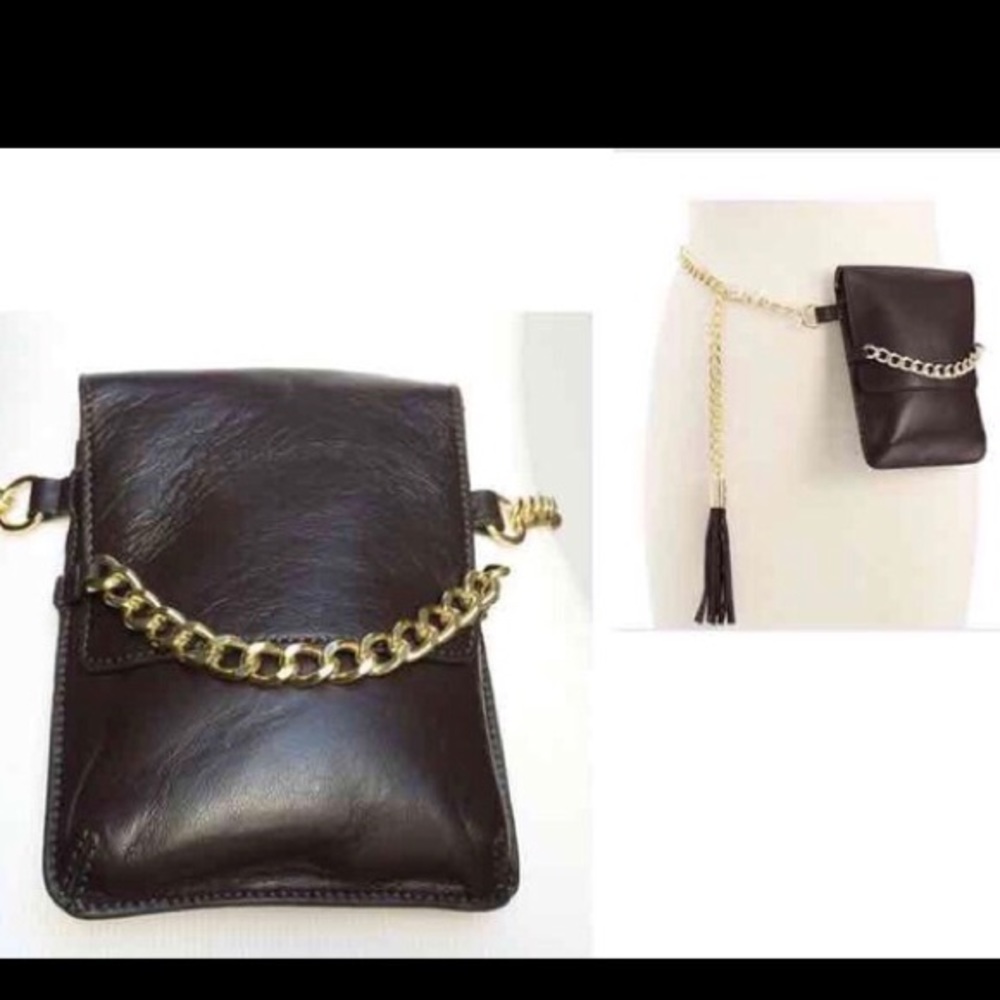 Michael Kors Black with Gold Hardware Belt Purse